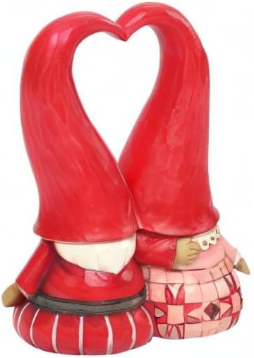 Enesco Jim Shore Heartwood Creek Love Gnome Couple Heart Hat Figurine, 4 Inch, Multicolor