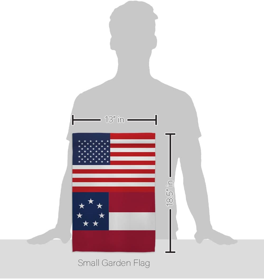 US Star & Bars Garden Flag - Set with Stand Patriotic Historic July Memorial Veteran Independence United State American - House Decoration Banner Small Yard Gift Double-Sided Made in USA 13 X 18.5