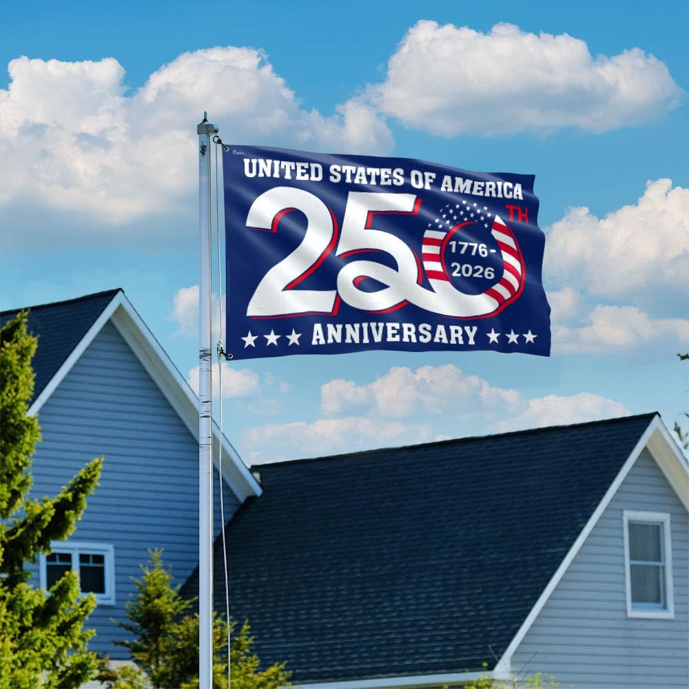 FLAGWIX American 250 Years Anniversary Flag - Polyester Double-sided Yard Flags For Outside Grommet Flag, 3x5 ft - 4th of July Decorations for Home Yard Garden Decor Banner, Gifts For Men Women