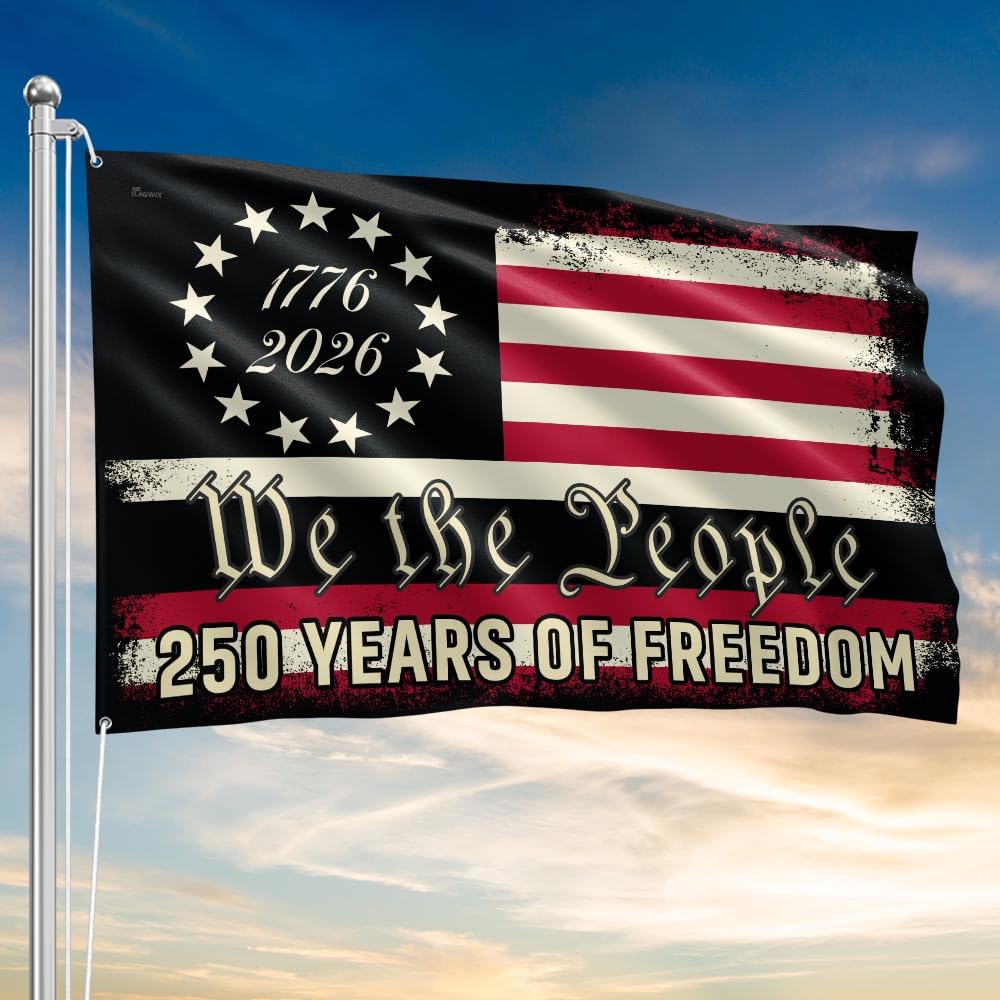 FLAGWIX American 250 Years Anniversary Flag - Polyester Double-sided Yard Flags For Outside Grommet Flag, 3x5 ft - 4th of July Decorations for Home Yard Garden Decor Banner, Gifts For Men Women