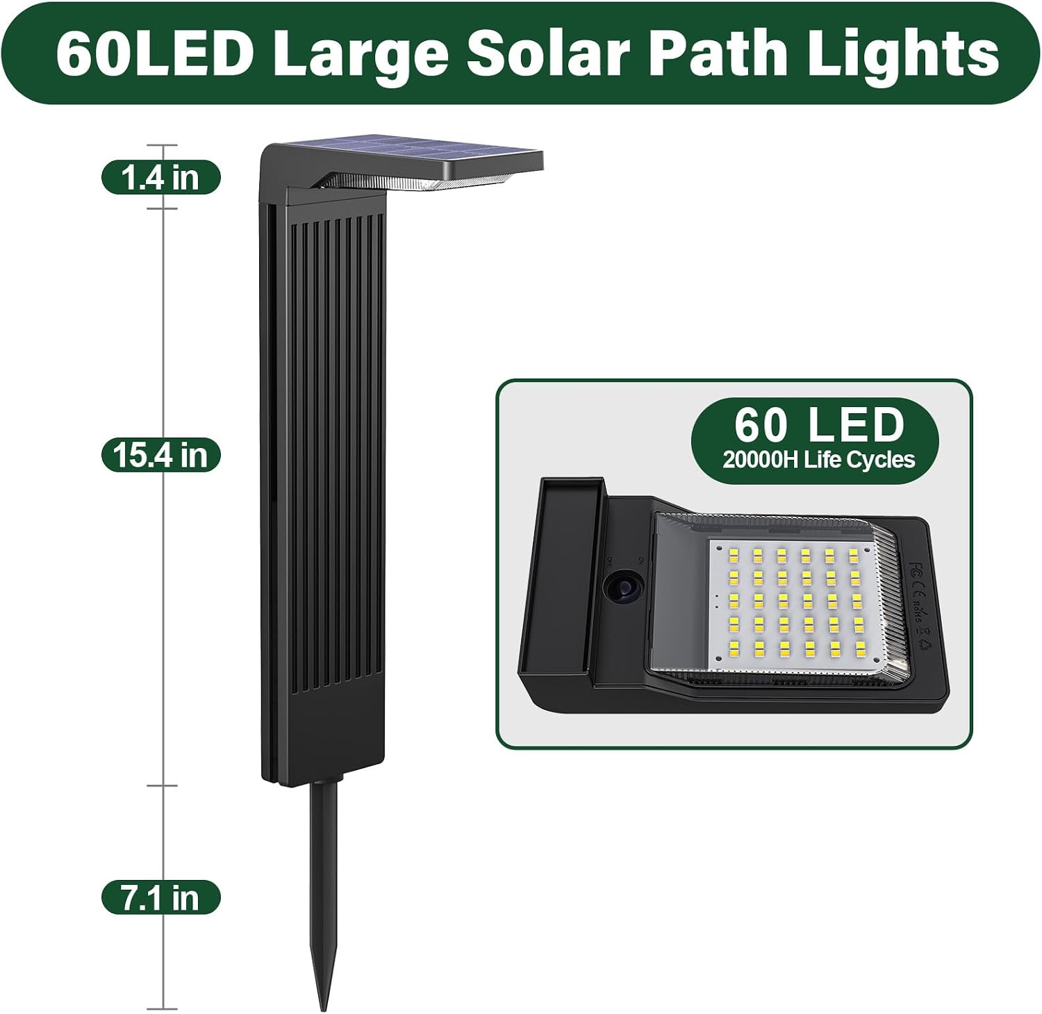 COXSENI Solar Pathway Lights Outdoor 4Pack, Bright 60LED Solar Path Lights Outside Waterproof, Warm & Cool Walkway Lights Solar Powered, Landscape Light for Driveway Lawn Patio Garden Yard