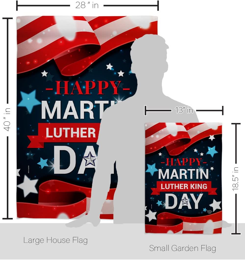 Happy Martin Luther King Day Garden House Flag-Set Patriotic MLK Civil Right Stars United State American Decoration Banner Small Yard Gift Double-Sided, Made in USA
