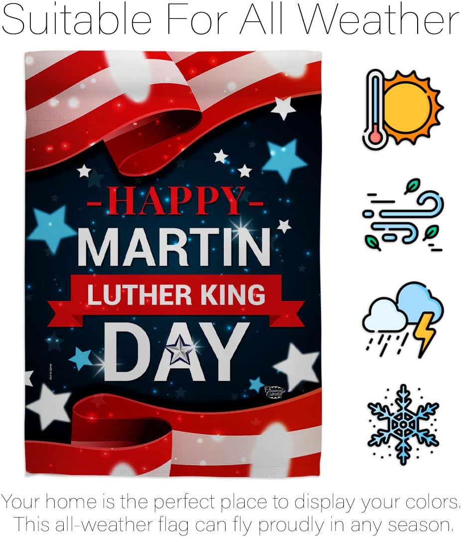 Happy Martin Luther King Day Garden House Flag-Set Patriotic MLK Civil Right Stars United State American Decoration Banner Small Yard Gift Double-Sided, Made in USA
