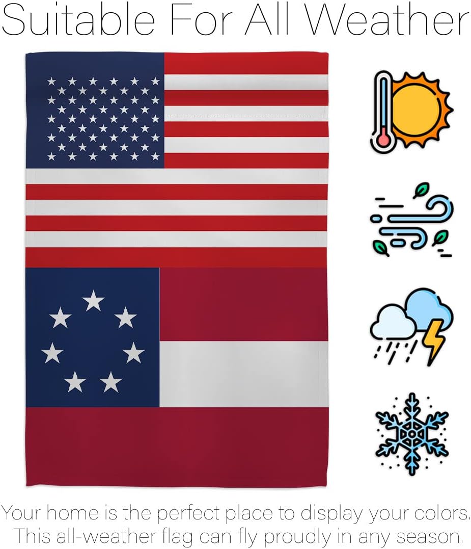 US Star & Bars Garden Flag - Set with Stand Patriotic Historic July Memorial Veteran Independence United State American - House Decoration Banner Small Yard Gift Double-Sided Made in USA 13 X 18.5