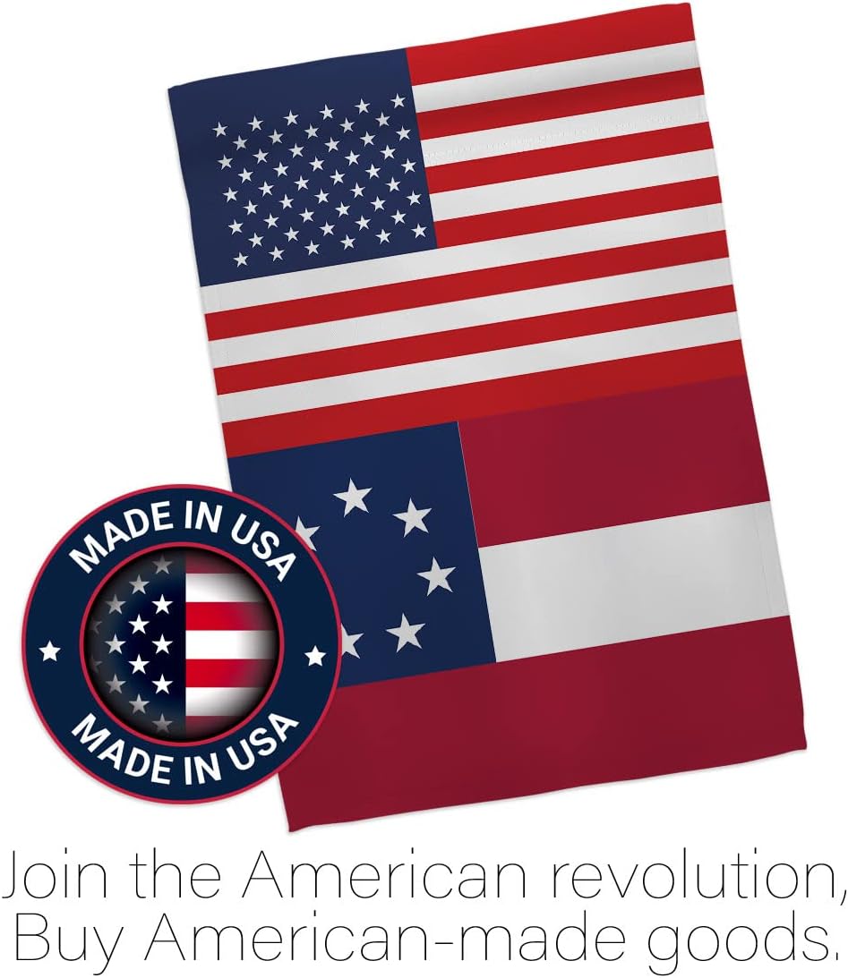 US Star & Bars Garden Flag - Set with Stand Patriotic Historic July Memorial Veteran Independence United State American - House Decoration Banner Small Yard Gift Double-Sided Made in USA 13 X 18.5