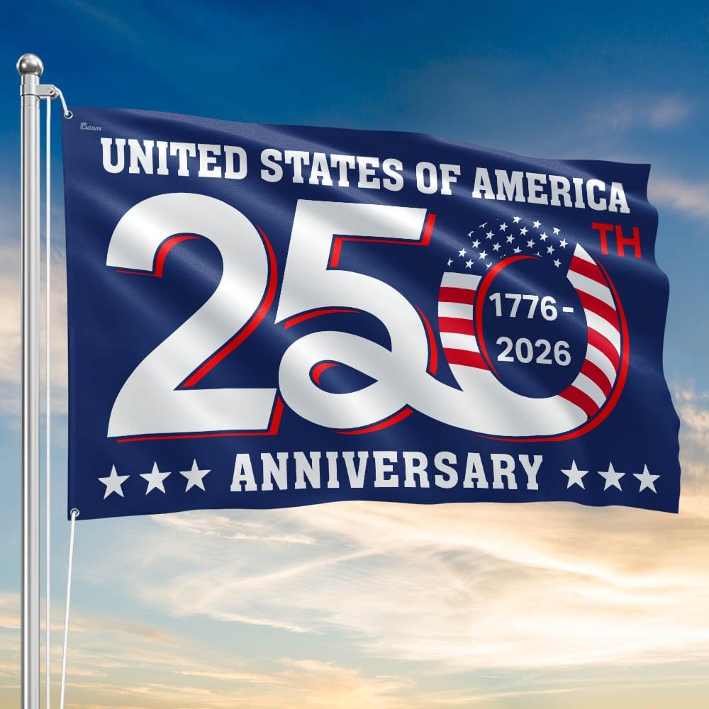 FLAGWIX American 250 Years Anniversary Flag - Polyester Double-sided Yard Flags For Outside Grommet Flag, 3x5 ft - 4th of July Decorations for Home Yard Garden Decor Banner, Gifts For Men Women