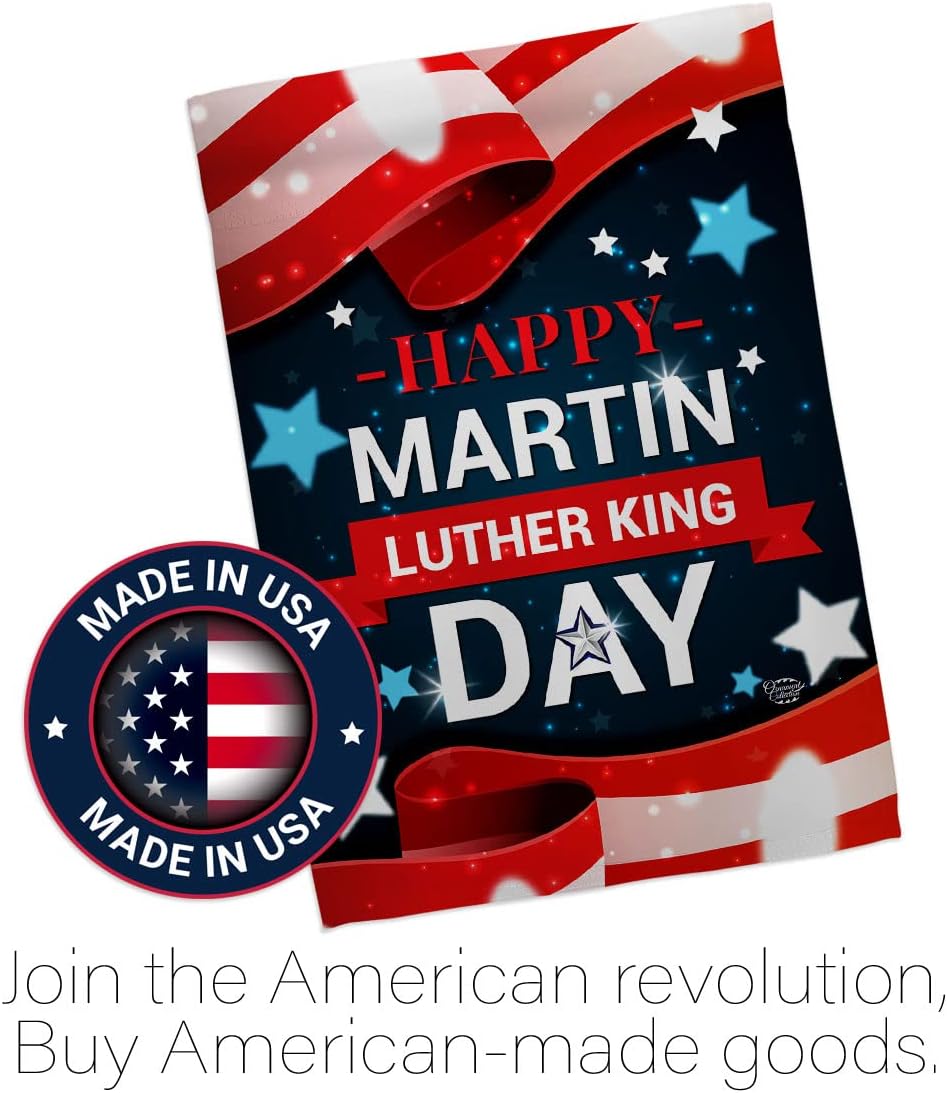 Happy Martin Luther King Day Garden House Flag-Set Patriotic MLK Civil Right Stars United State American Decoration Banner Small Yard Gift Double-Sided, Made in USA
