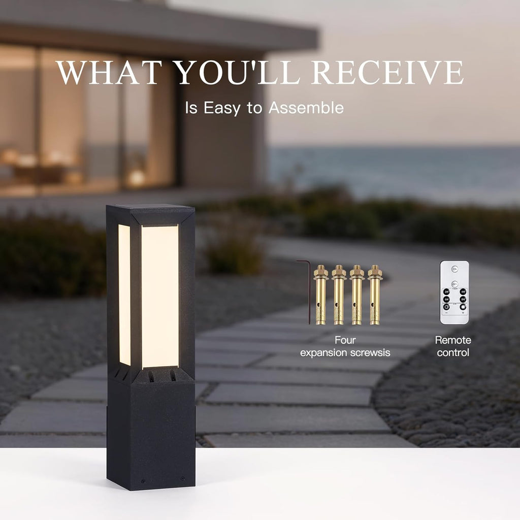Modern Solar Pathway Lights Outdoor IP65 Waterproof, 23.62" Landscape Path Lights, Modern Commercial Pathway Lighting, 3000K LED Solar Bollard Light for Driveway Entrance Garage Courtyard