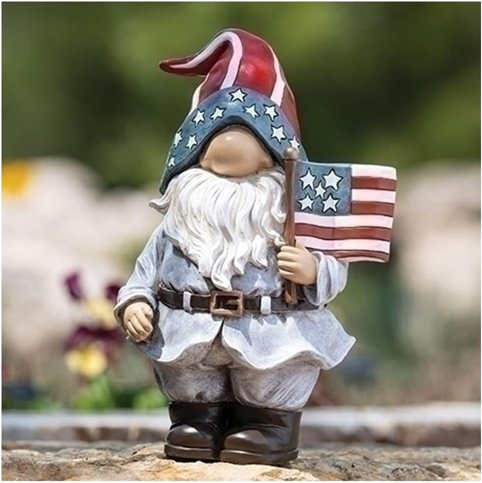 Roman Giftware Inc., Garden Collection, 12" H Patriotic GNOME Statue,Religious, Inspirational, Durable (12x5x7)