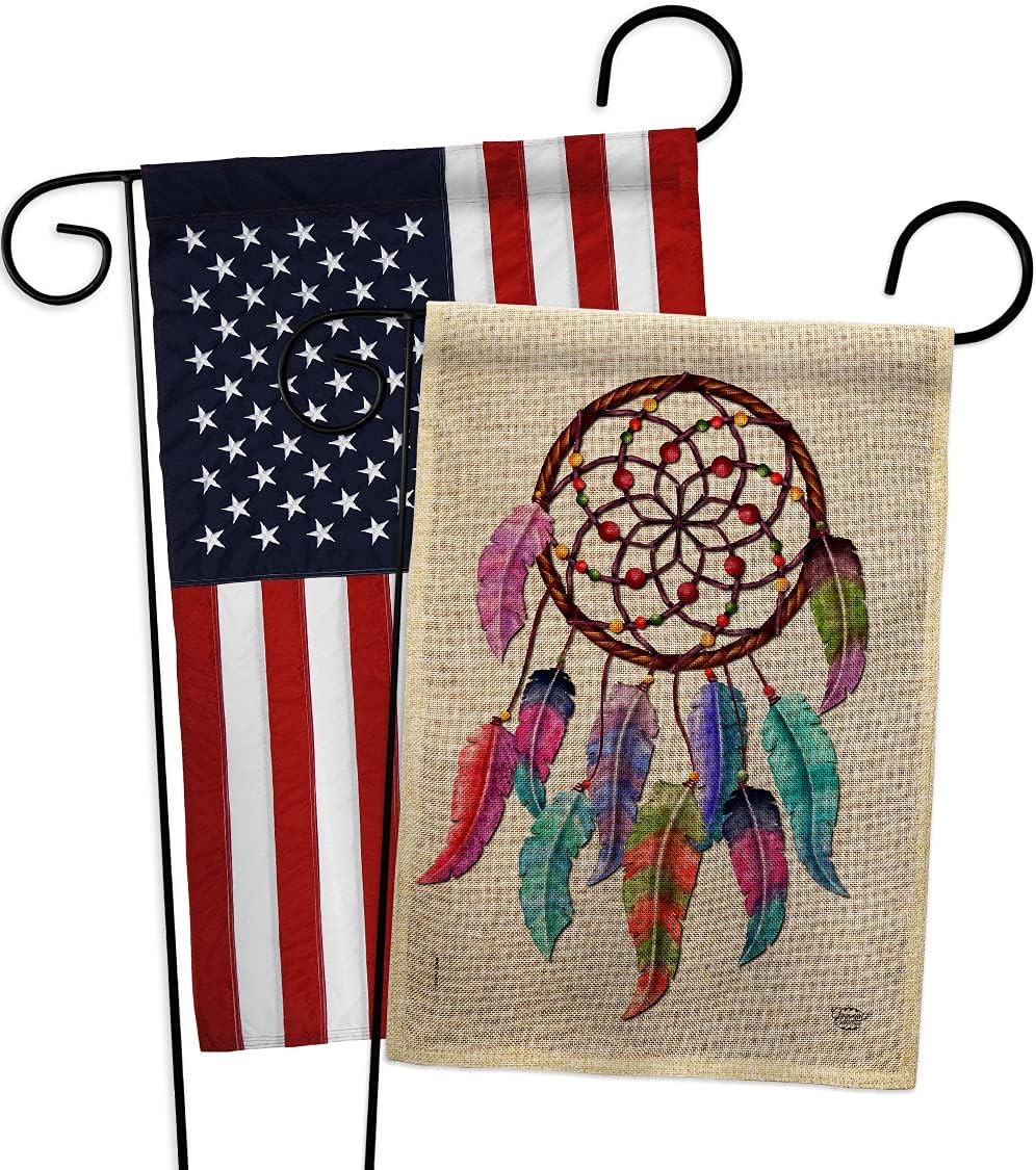 Colorful Dreamcatcher Burlap Garden Flag Pack Regional Southwest Desert Cactus Country Succulent Particular Area Applique House Banner Small Yard Gift Double-Sided, Made in USA