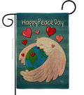 Happy Peace Day Burlap Burlap Garden Flag Set Wall Holder Sweet Life Earth Support Environmental Protection Small Decorative Gift Yard House Banner Double-Sided Made In USA 13 X 18.5