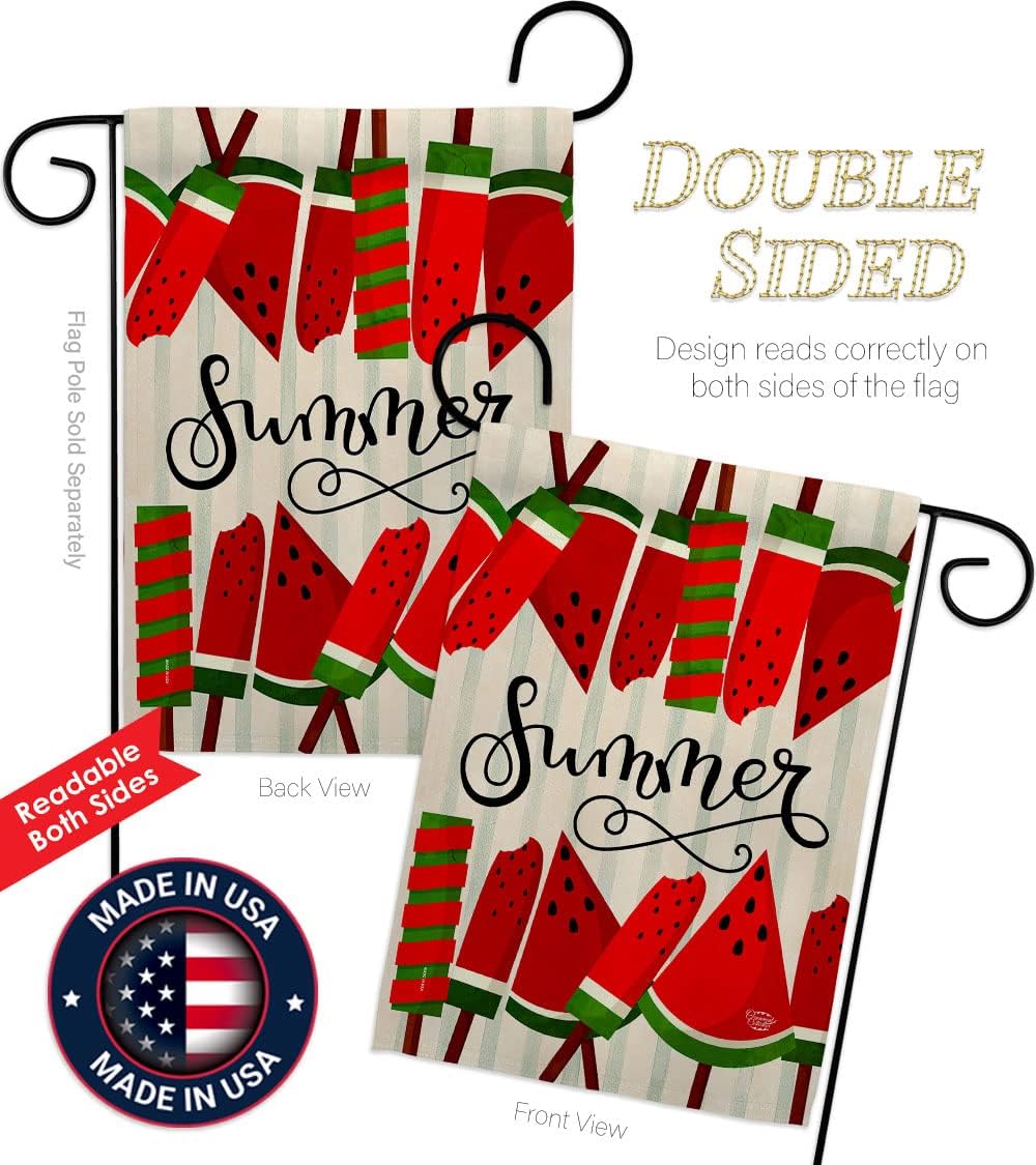 Sweet Watermelon Garden Flag Set Dowel Summer Fun in The Sun Beach Pool Luau Tropical Party Season Outdoor Summertime Sunny House Banner Small Yard Gift Double-Sided, Made in USA