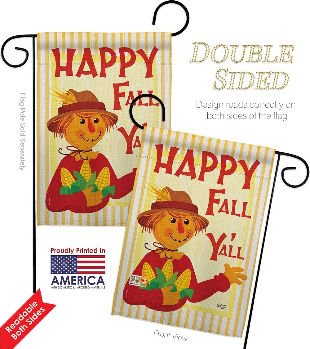 Fall Scarecrow Garden Flag 2pcs Pack Harvest & Autumn Pumkins Sunflower Leaves Season Autumntime Gathering House Decoration Banner Small Yard Gift Double-Sided, Made in USA