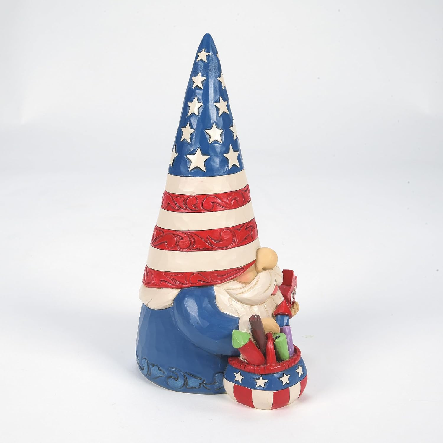 Enesco Jim Shore Heartwood Creek Patriotic Gnome Holding Fireworks Basket Figurine- Resin Hand Painted Collectible USA Decorative Gnomes Figurines Home Decor Statue, 7.5 Inch