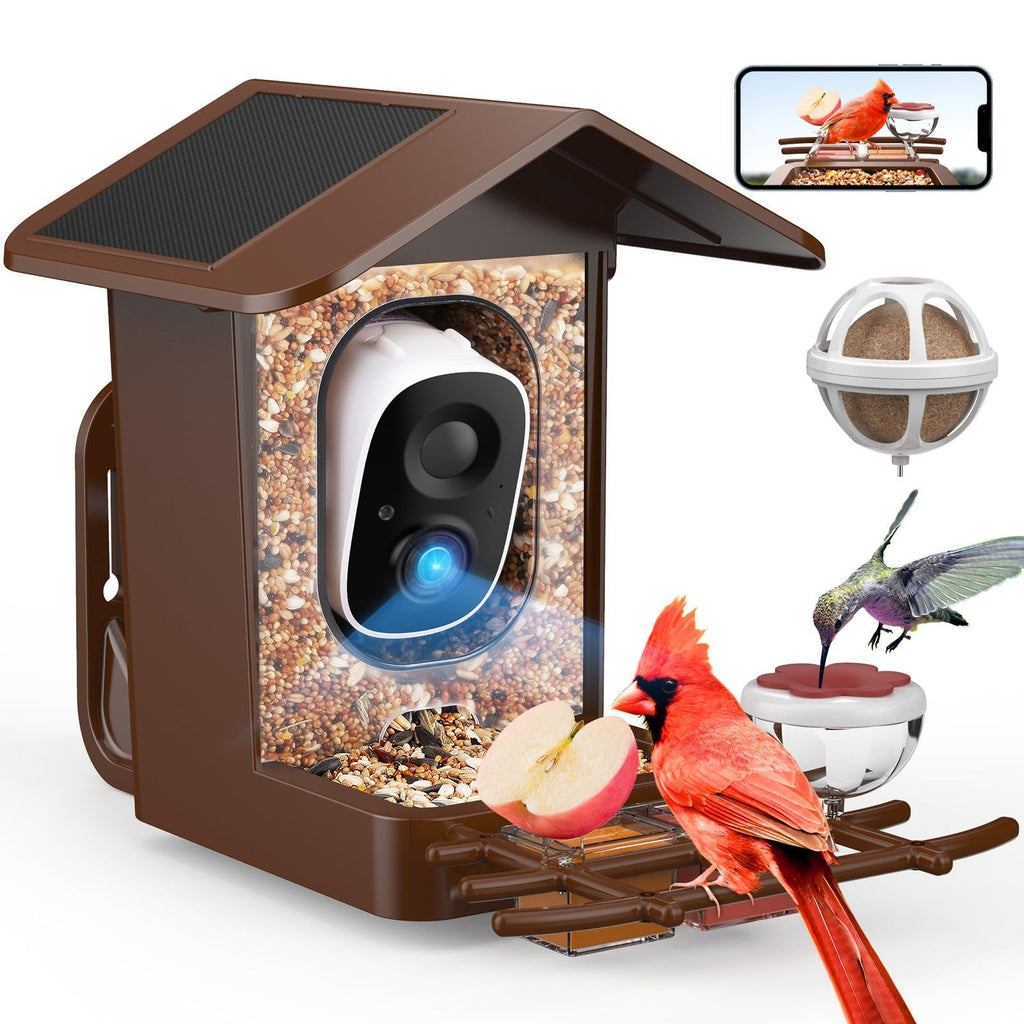 PeckCam Bird Feeder with Camera Solar Powered, AI Identify & Auto Capture, 2K HD Live Video Smart Bird Feeder Camera Instant Notifications in Backyard, Gift for Bird Lovers
