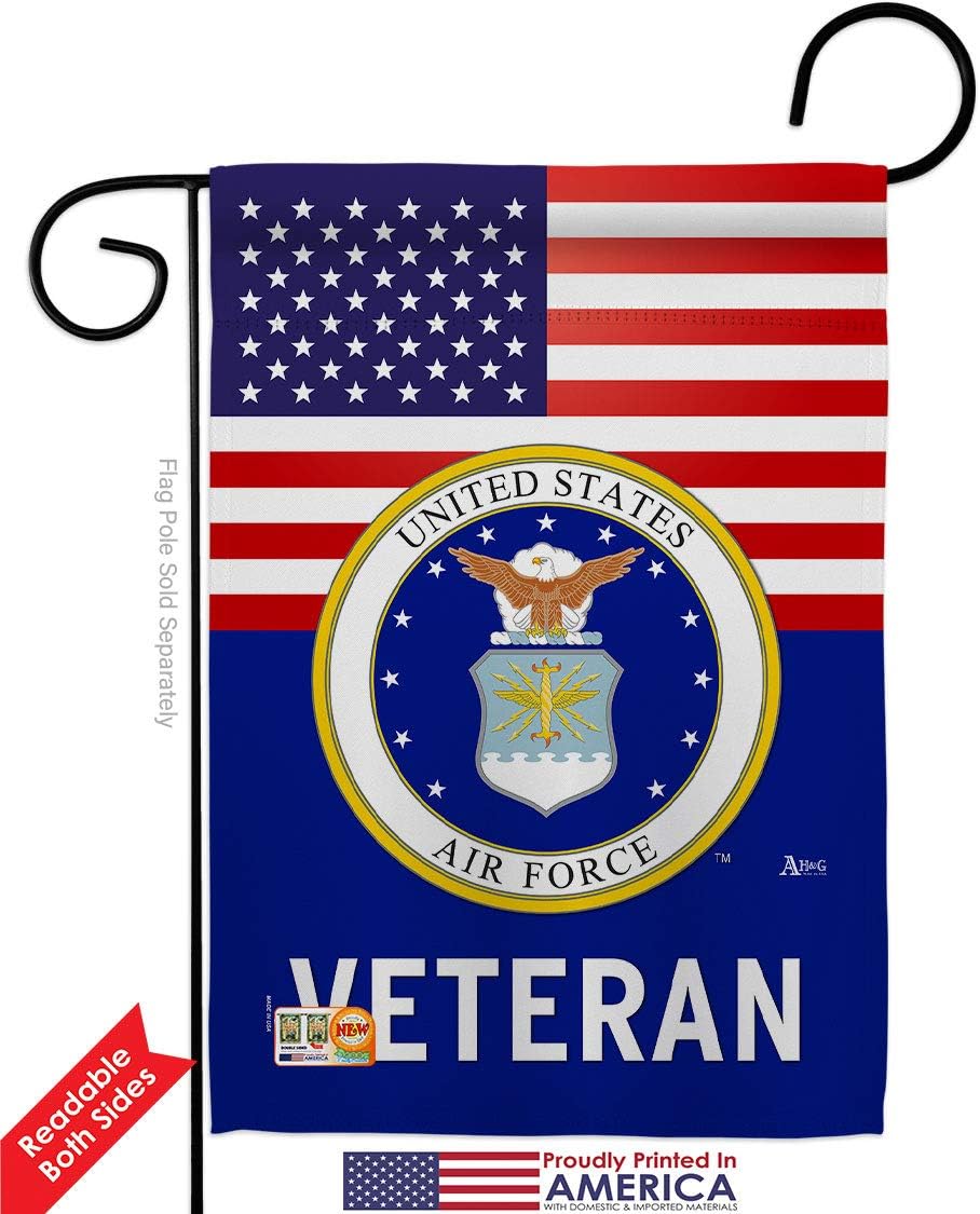 US Air Force Veteran Garden Flag - 2pcs Pack Armed Forces USAF United State American Military Retire Official - House Decoration Banner Small Yard Gift Double-Sided Made in USA 13 X 18.5