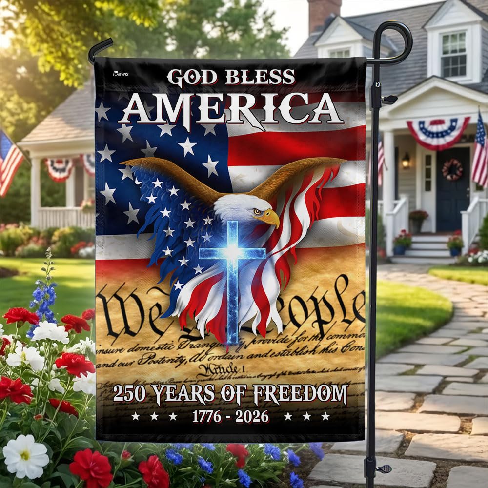 FLAGWIX American 250 Years Anniversary Flag - Polyester Double-sided Yard Flags For Outside Grommet Flag, 3x5 ft - 4th of July Decorations for Home Yard Garden Decor Banner, Gifts For Men Women