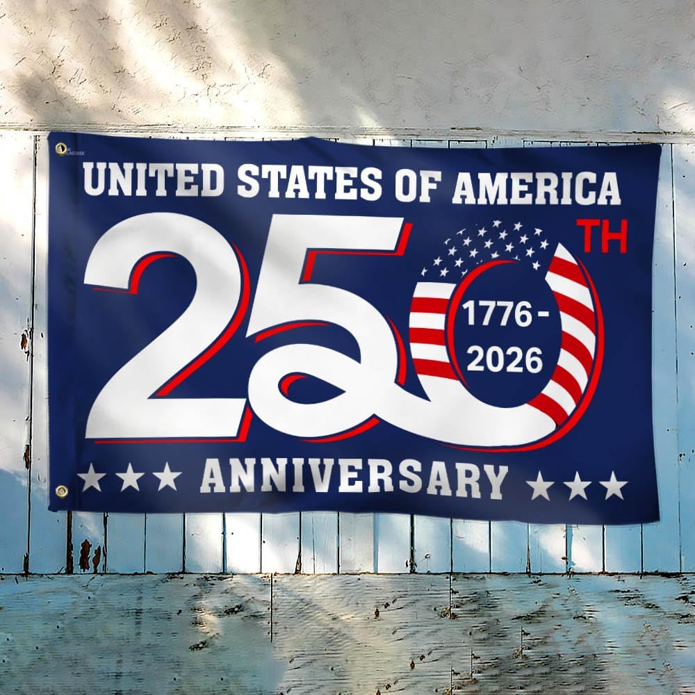 FLAGWIX American 250 Years Anniversary Flag - Polyester Double-sided Yard Flags For Outside Grommet Flag, 3x5 ft - 4th of July Decorations for Home Yard Garden Decor Banner, Gifts For Men Women
