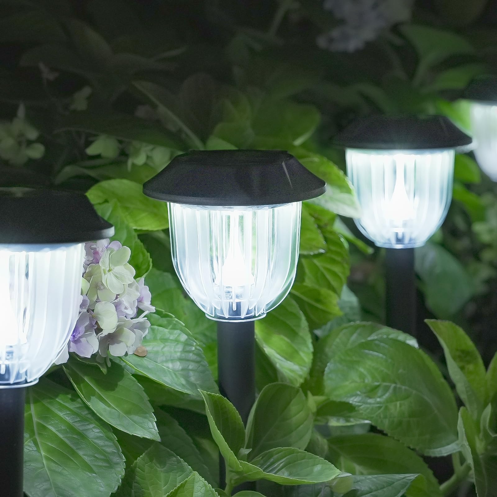 Bright 10 Pack Solar Pathway Lights Outdoor, Solar Powered Garden Lights Waterproof IP65, Auto On/Off LED Solar Lights for Landscape Path Lighting,Decor for Yard,Patio,Driveway,Lawn (Warm White)