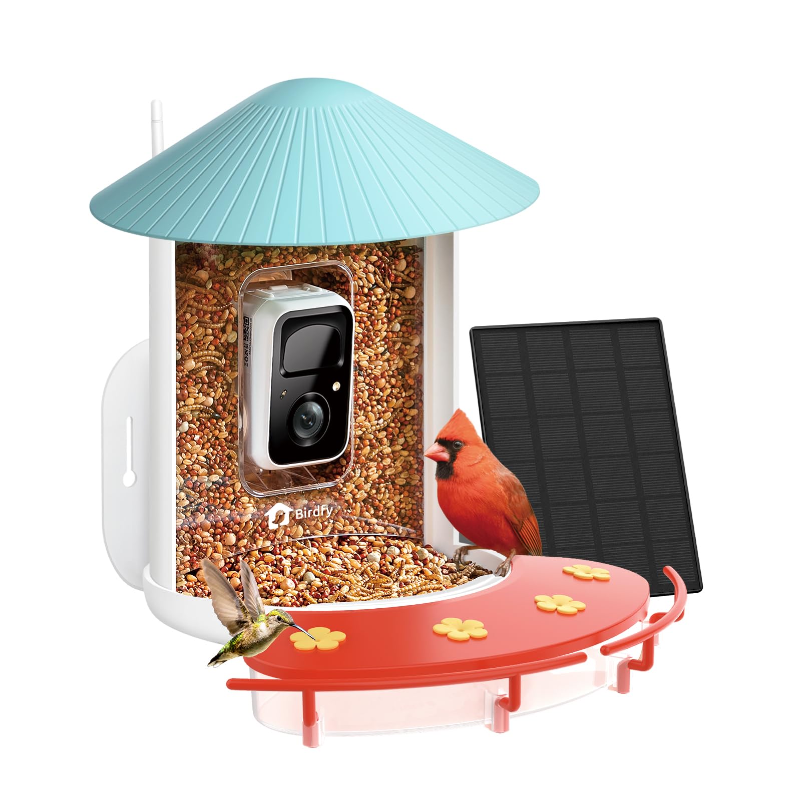 NETVUE Birdfy® Hummee Smart Hummingbird Feeder with Camera, Auto Capture Bird Videos & Birdwatching Up-Close, 2 in 1 Feeders Attract More Hummingbirds, Ideal Present for Bird Lover