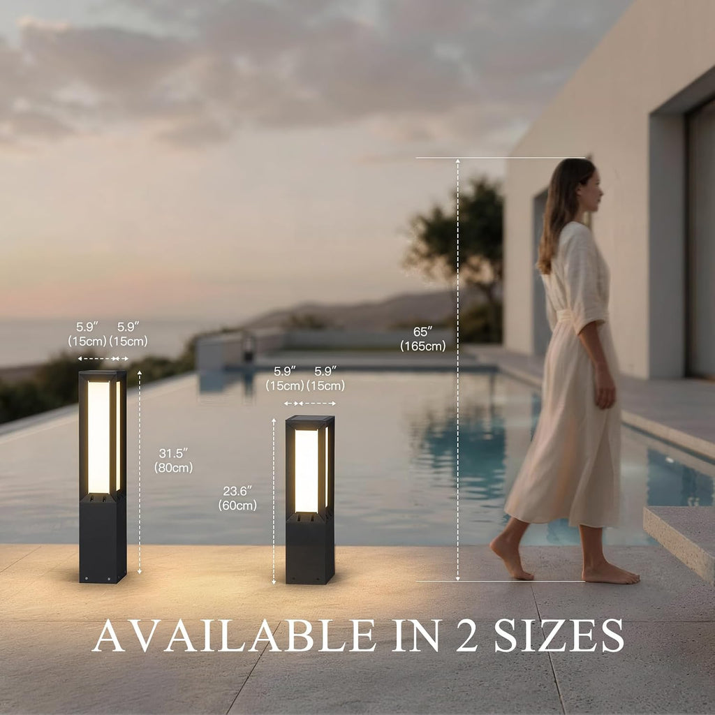 Modern Solar Pathway Lights Outdoor IP65 Waterproof, 23.62" Landscape Path Lights, Modern Commercial Pathway Lighting, 3000K LED Solar Bollard Light for Driveway Entrance Garage Courtyard