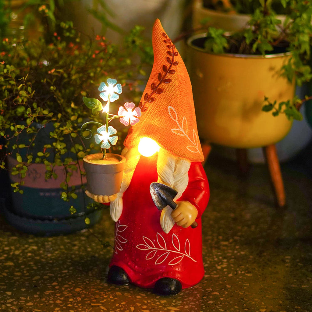 Garden Gnomes Outdoor Decor with Solar Sensor Lamp - Suitable for Garden, Lawn, Porch, Balcony, Christmas, Thanksgiving