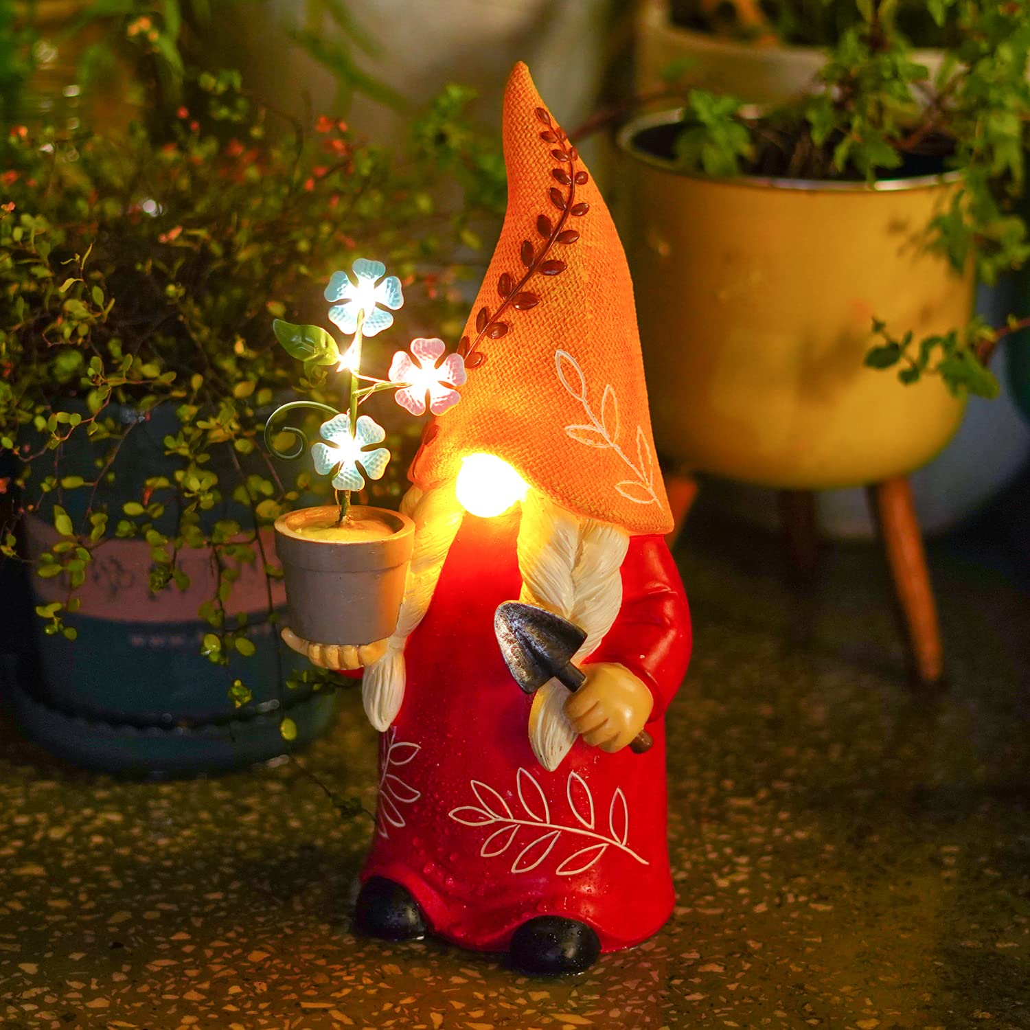 Garden Gnomes Outdoor Decor with Solar Sensor Lamp - Suitable for Garden, Lawn, Porch, Balcony, Christmas, Thanksgiving