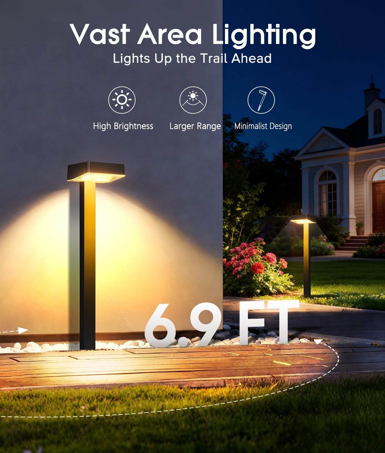 8 Pack Outdoor Solar Walkway Lights, Waterproof Landscape Lighting for Yard Patio Lawn