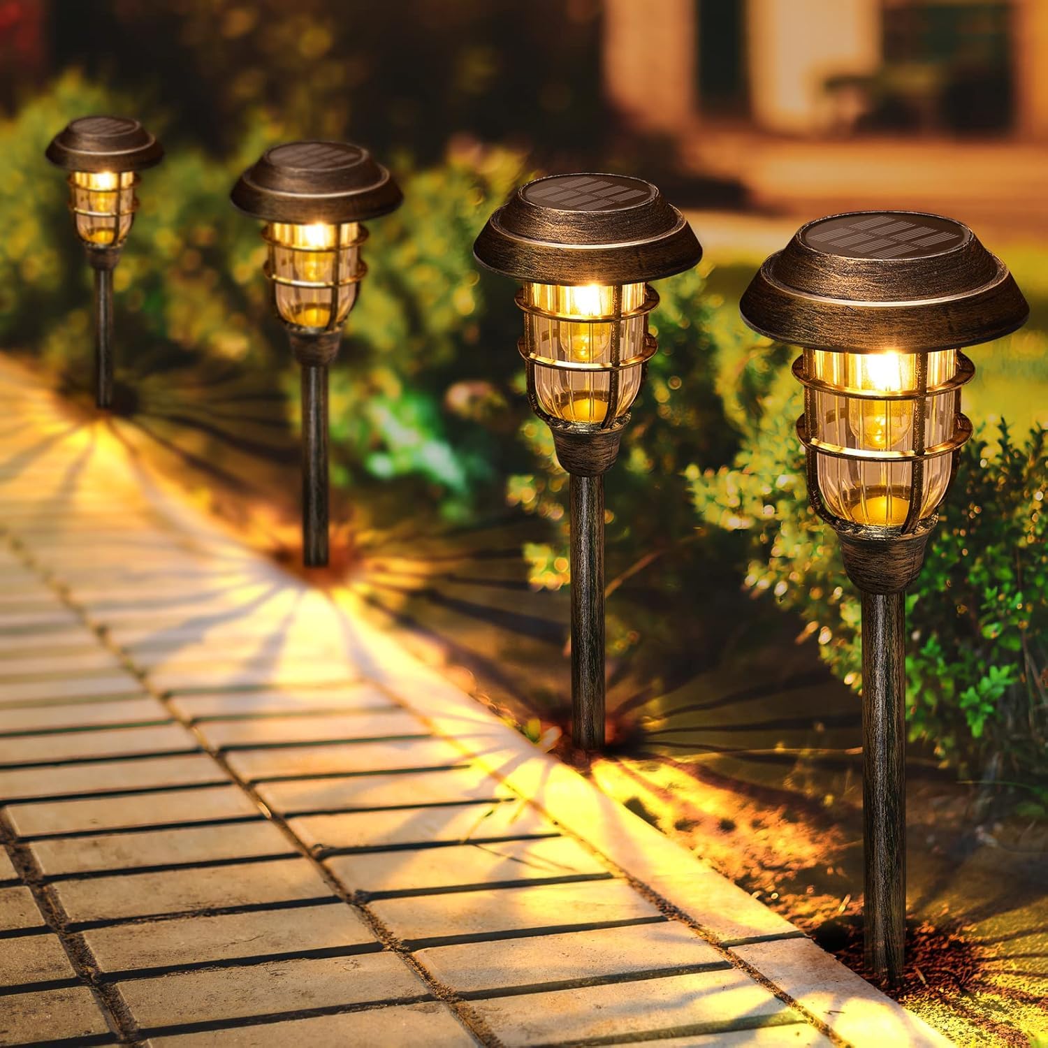 LETMY Solar Pathway Lights Outdoor, 8 Pack Bright Solar Lights Outdoor, IP65 Waterproof Auto On/Off Garden Lights Solar Powered Landscape Lighting for Yard Path Patio Walkway Driveway Pathway - Black