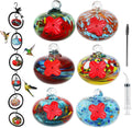 Glass Hummingbird Feeder for Outdoors 6 PCS Small Hand Blown Glass Bird Feeding Balls Hanging Wild Bird Feeders 5OZ x 6PCS Backyard Garden Decorations with Brush Injector