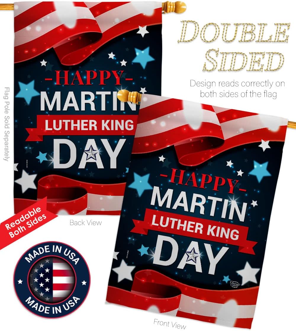 Happy Martin Luther King Day Garden House Flag-Set Patriotic MLK Civil Right Stars United State American Decoration Banner Small Yard Gift Double-Sided, Made in USA