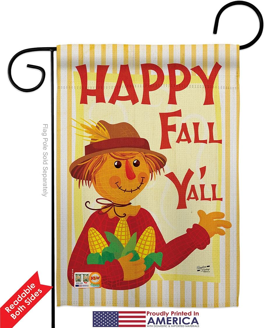 Fall Scarecrow Garden Flag 2pcs Pack Harvest & Autumn Pumkins Sunflower Leaves Season Autumntime Gathering House Decoration Banner Small Yard Gift Double-Sided, Made in USA