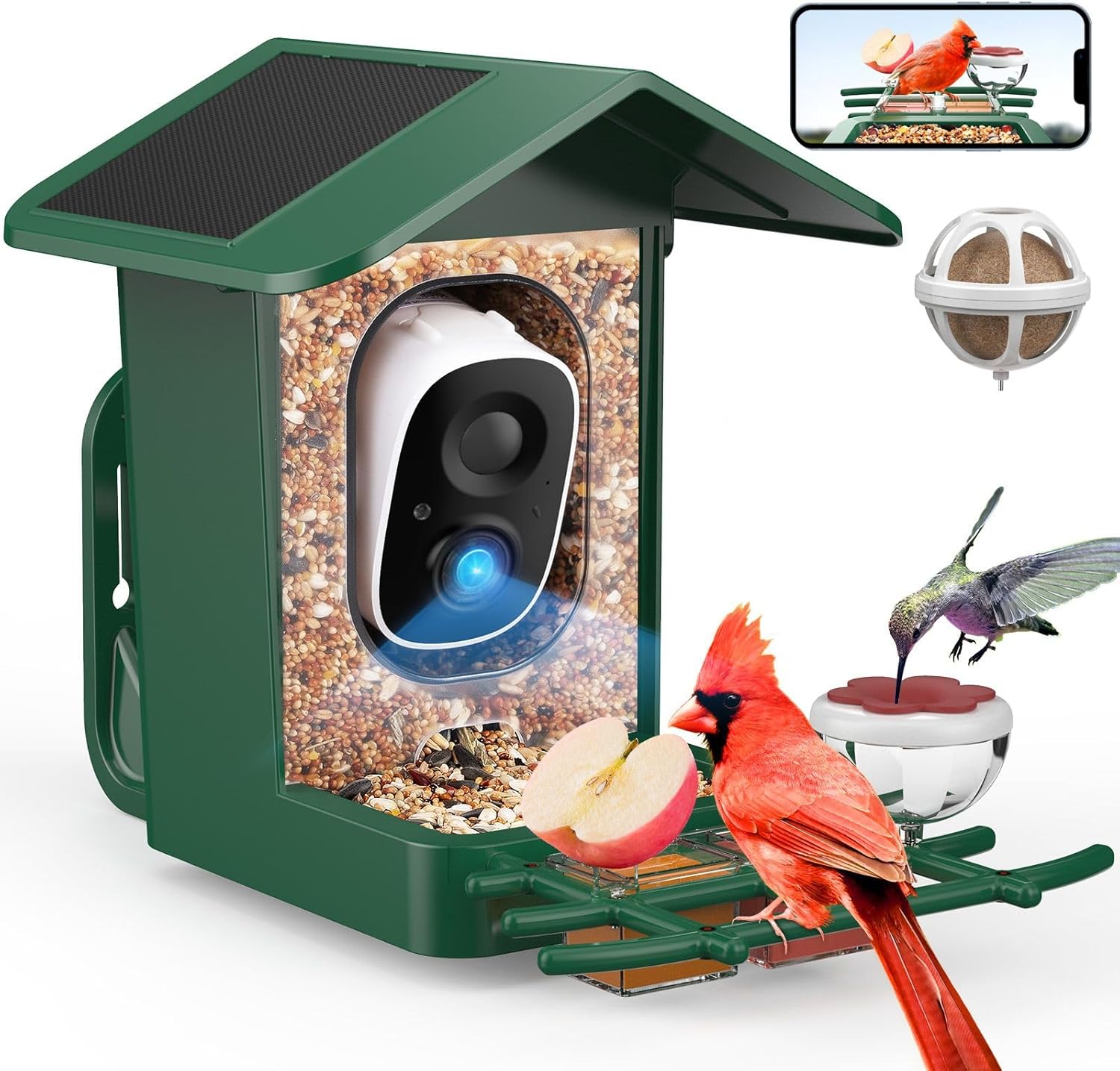 PeckCam Bird Feeder with Camera Solar Powered, AI Identify & Auto Capture, 2K HD Live Video Smart Bird Feeder Camera Instant Notifications in Backyard, Gift for Bird Lovers