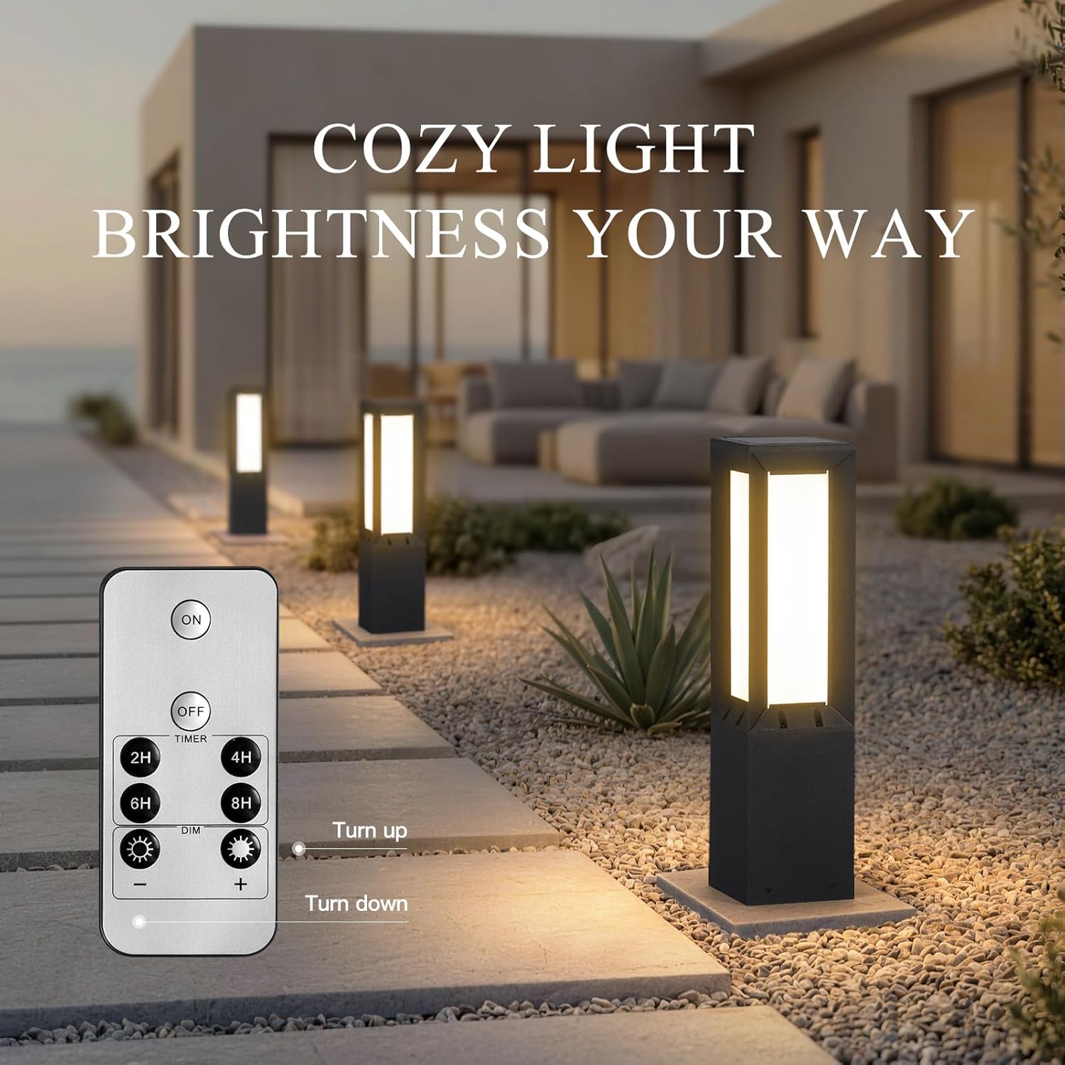 Modern Solar Pathway Lights Outdoor IP65 Waterproof, 23.62" Landscape Path Lights, Modern Commercial Pathway Lighting, 3000K LED Solar Bollard Light for Driveway Entrance Garage Courtyard