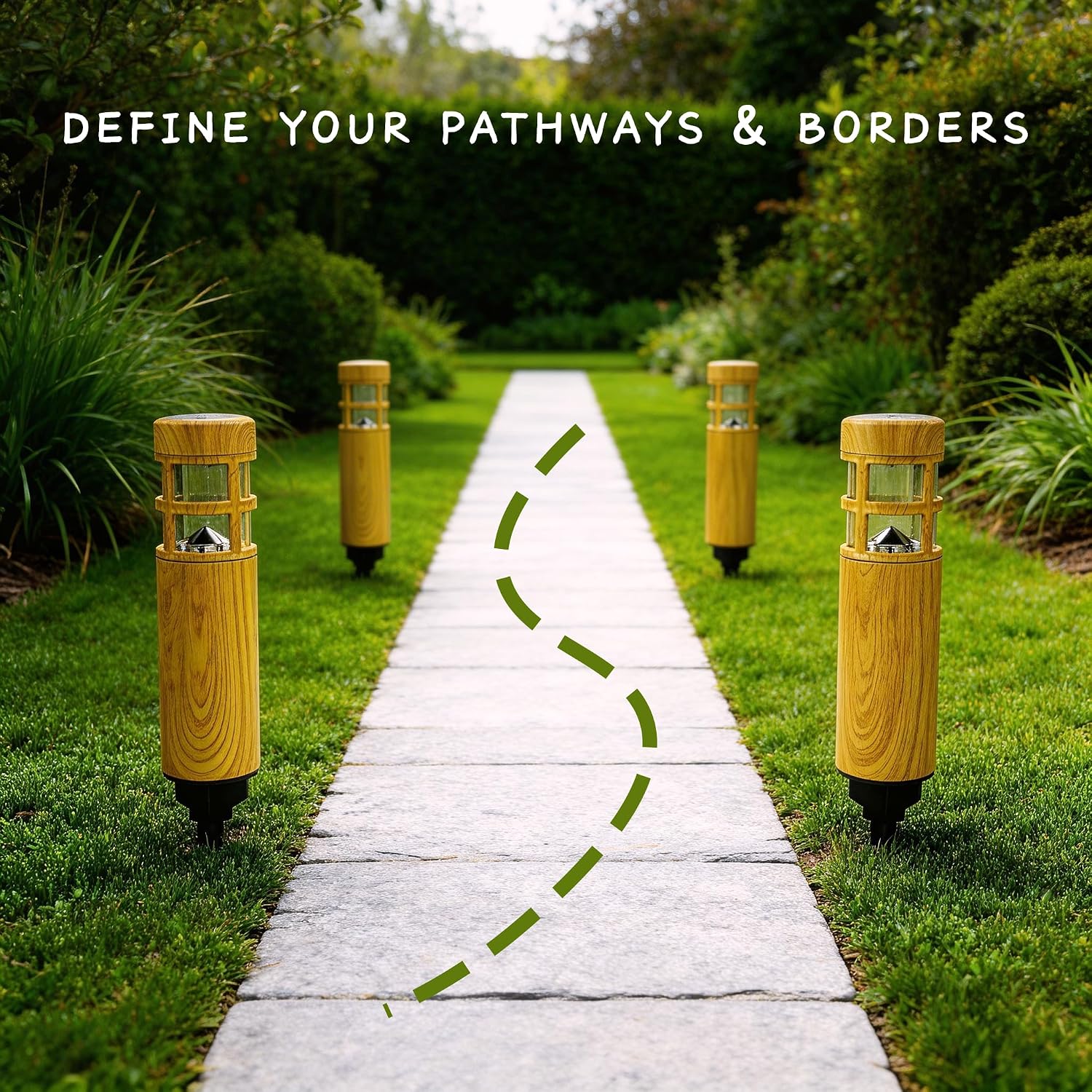 Solar Pathway Lights, 8 Pack LED Solar Lights Outdoor Waterproof, Wood-grain Color Style, Warm Yellow Light Auto On/Off, Solar Pathway Lights for Your Garden, Landscape, Path, Yard, Walkway Decor