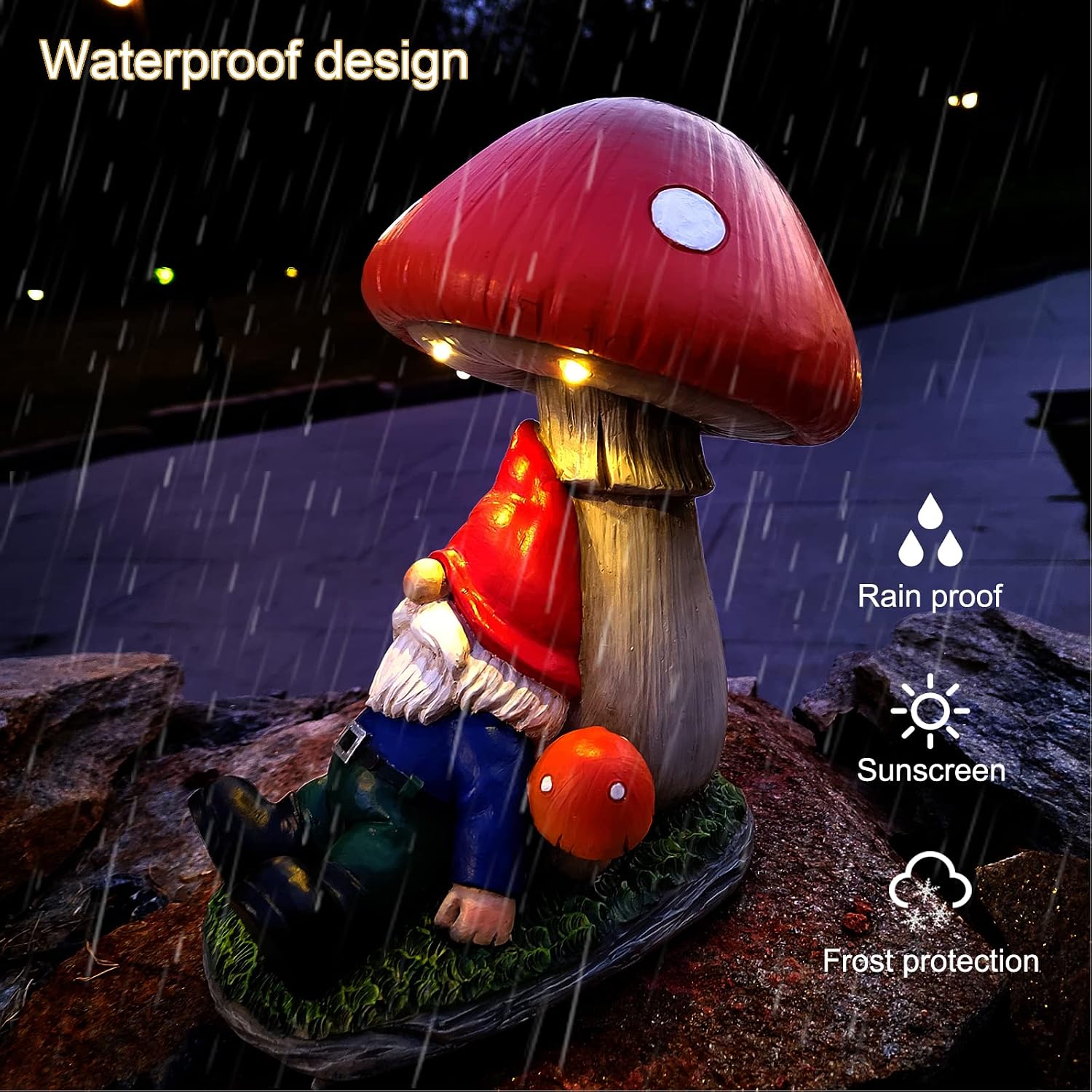 Garden Gnomes Outdoor Decor with Solar Sensor Lamp - Suitable for Garden, Lawn, Porch, Balcony, Christmas, Thanksgiving