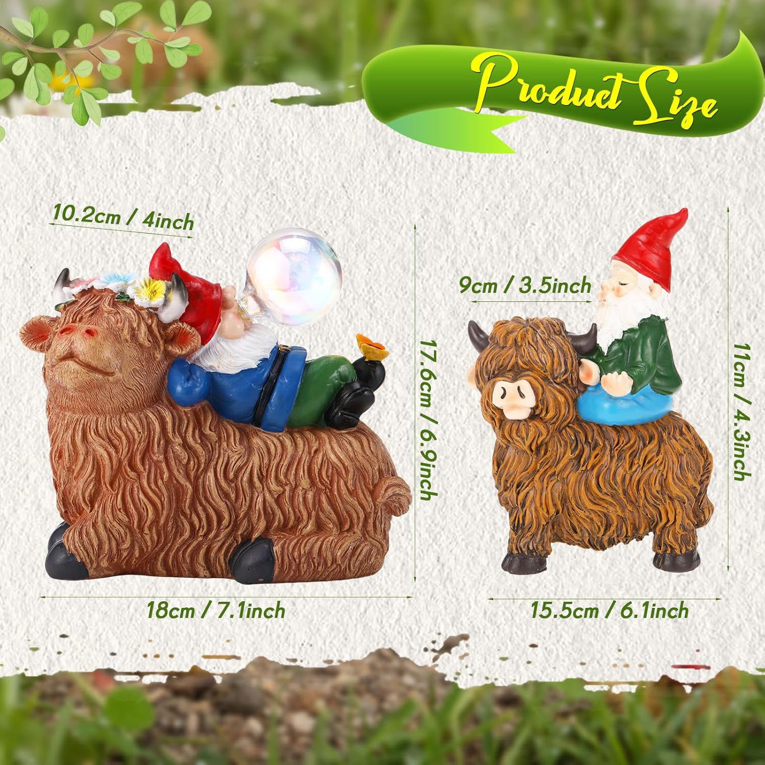 Sitting & Sleeping Highland Cow Gnomes, Waterproof Yard Patio Lawn Ornaments