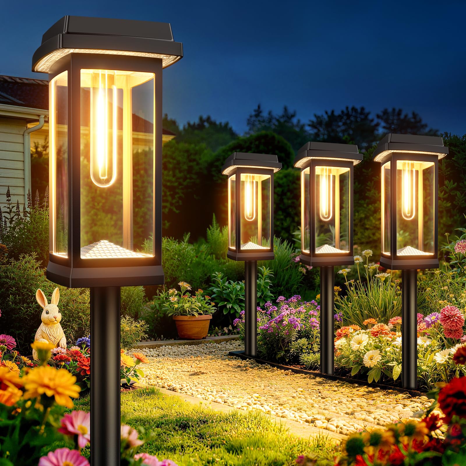 Solar Pathway Lights Outdoor, 8 Pack Upgraded Solar Garden Lights Solar Powered, Solar Lights Outdoor Waterproof IP65, 15 Hours Outdoor Solar Lights for Yard Patio Landscape Walkway Driveway Decor