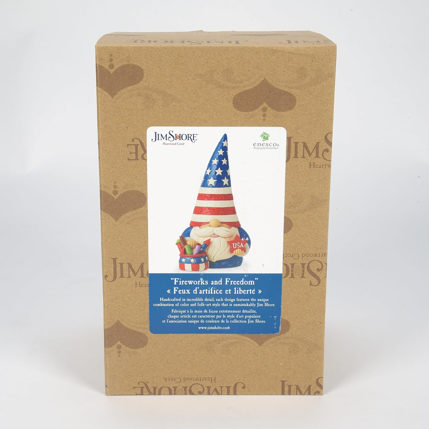 Enesco Jim Shore Heartwood Creek Patriotic Gnome Holding Fireworks Basket Figurine- Resin Hand Painted Collectible USA Decorative Gnomes Figurines Home Decor Statue, 7.5 Inch