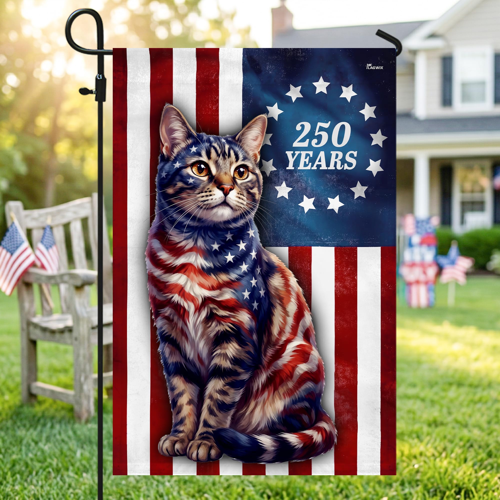 FLAGWIX American 250 Years Anniversary Flag - Polyester Double-sided Yard Flags For Outside Grommet Flag, 3x5 ft - 4th of July Decorations for Home Yard Garden Decor Banner, Gifts For Men Women