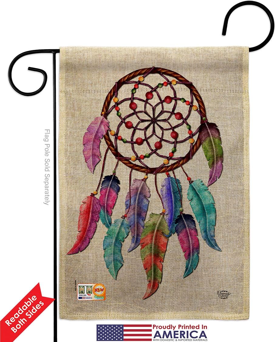 Colorful Dreamcatcher Burlap Garden Flag Pack Regional Southwest Desert Cactus Country Succulent Particular Area Applique House Banner Small Yard Gift Double-Sided, Made in USA