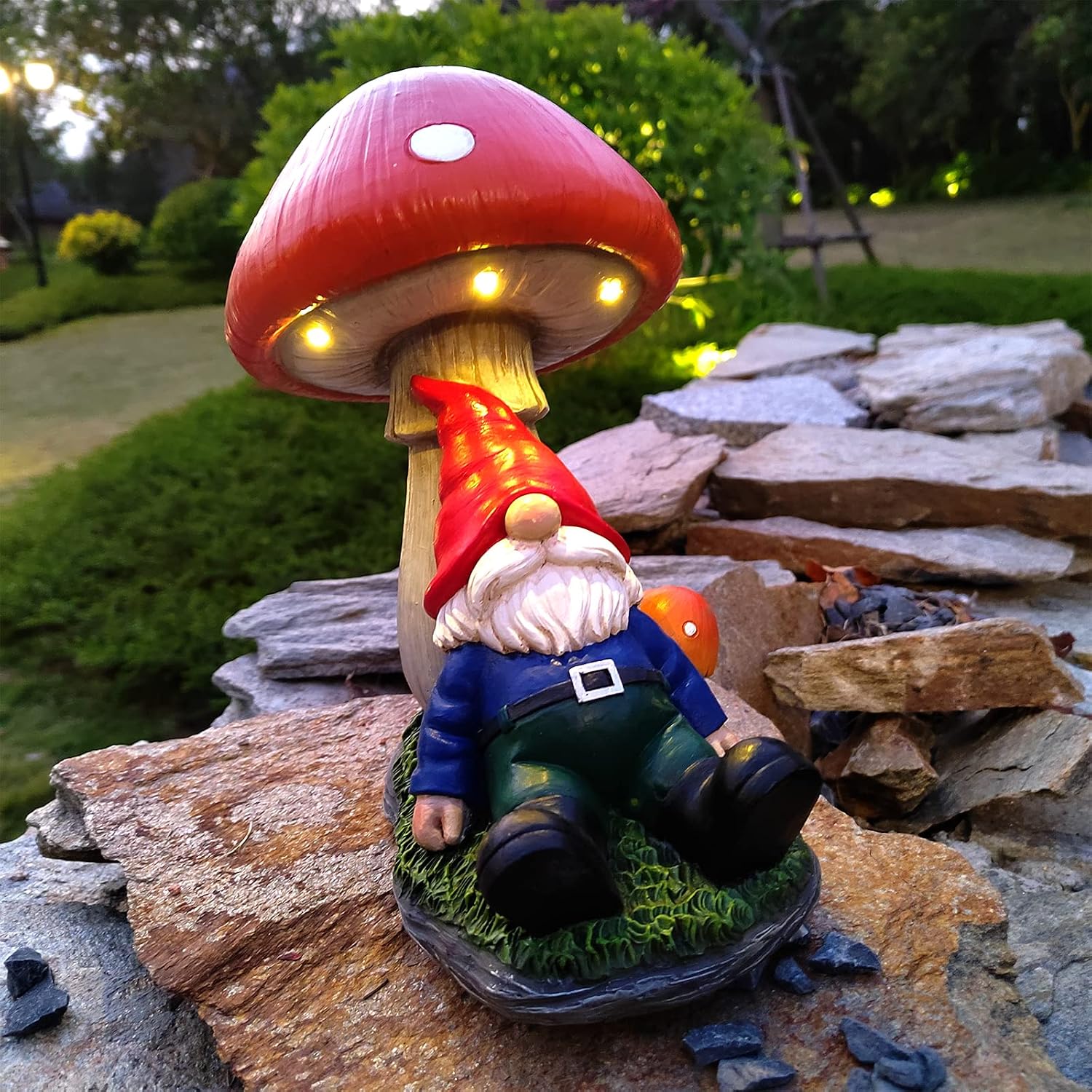 Garden Gnomes Outdoor Decor with Solar Sensor Lamp - Suitable for Garden, Lawn, Porch, Balcony, Christmas, Thanksgiving