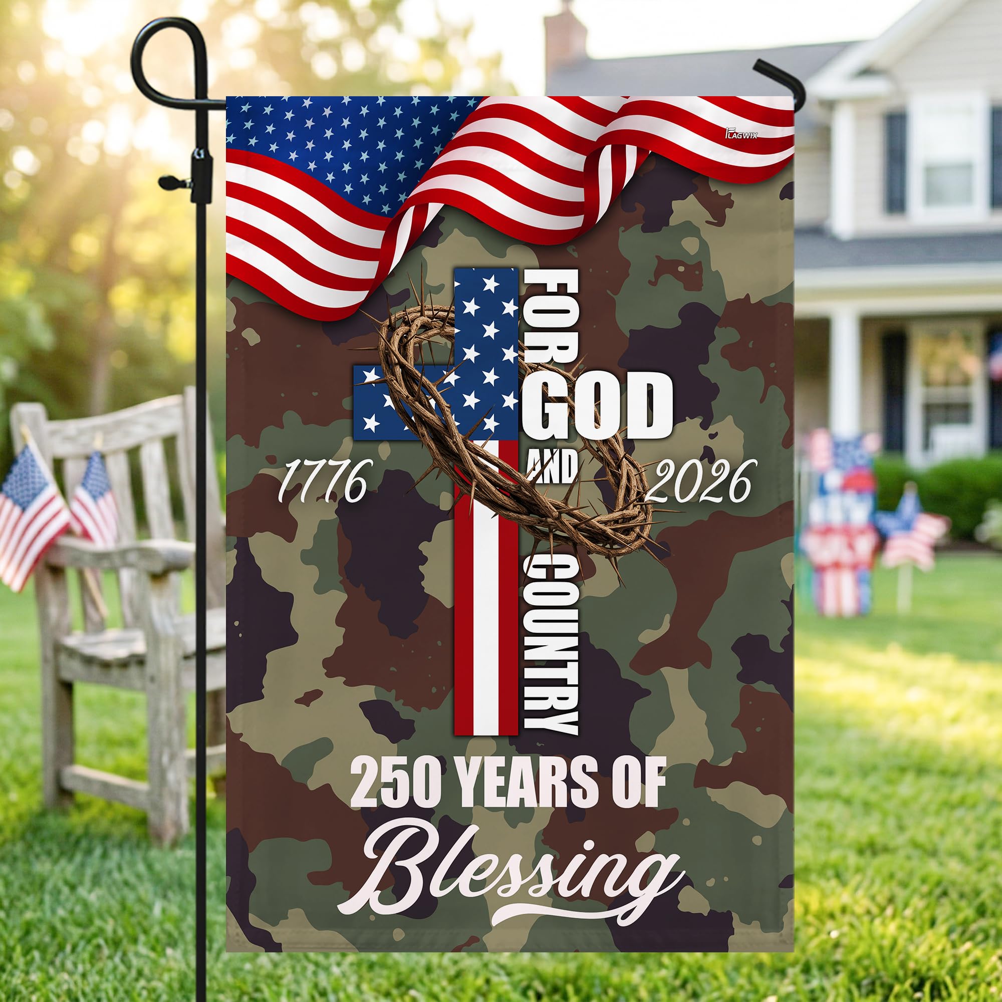 FLAGWIX American 250 Years Anniversary Flag - Polyester Double-sided Yard Flags For Outside Grommet Flag, 3x5 ft - 4th of July Decorations for Home Yard Garden Decor Banner, Gifts For Men Women