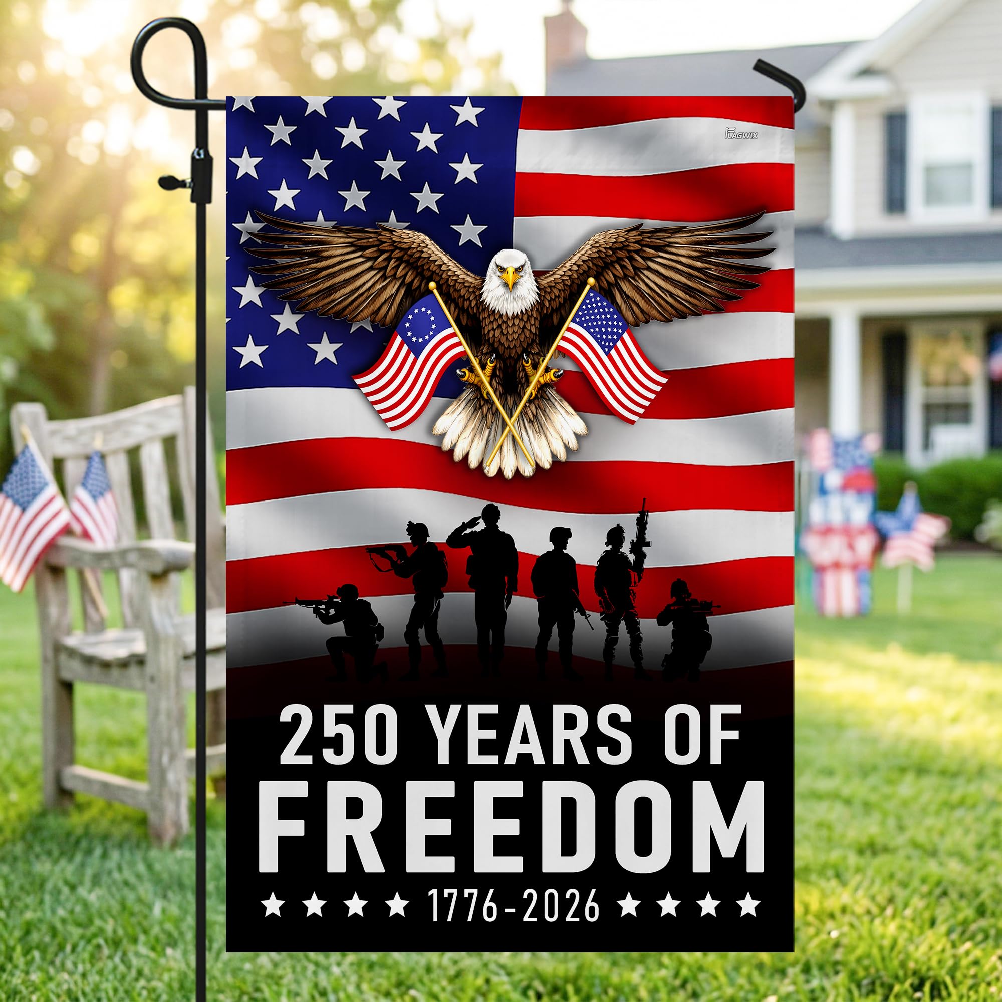 FLAGWIX American 250 Years Anniversary Flag - Polyester Double-sided Yard Flags For Outside Grommet Flag, 3x5 ft - 4th of July Decorations for Home Yard Garden Decor Banner, Gifts For Men Women