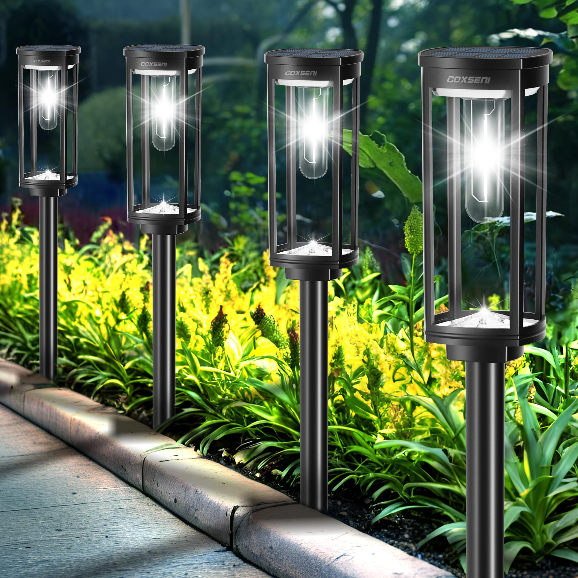 COXSENI Solar Pathway Lights Outdoor 6 Pack, Bright Solar Path Lights Outside Waterproof, Walkway Light Solar Powered Landscape Lights for Driveway Lawn Patio Sidewalk Yard