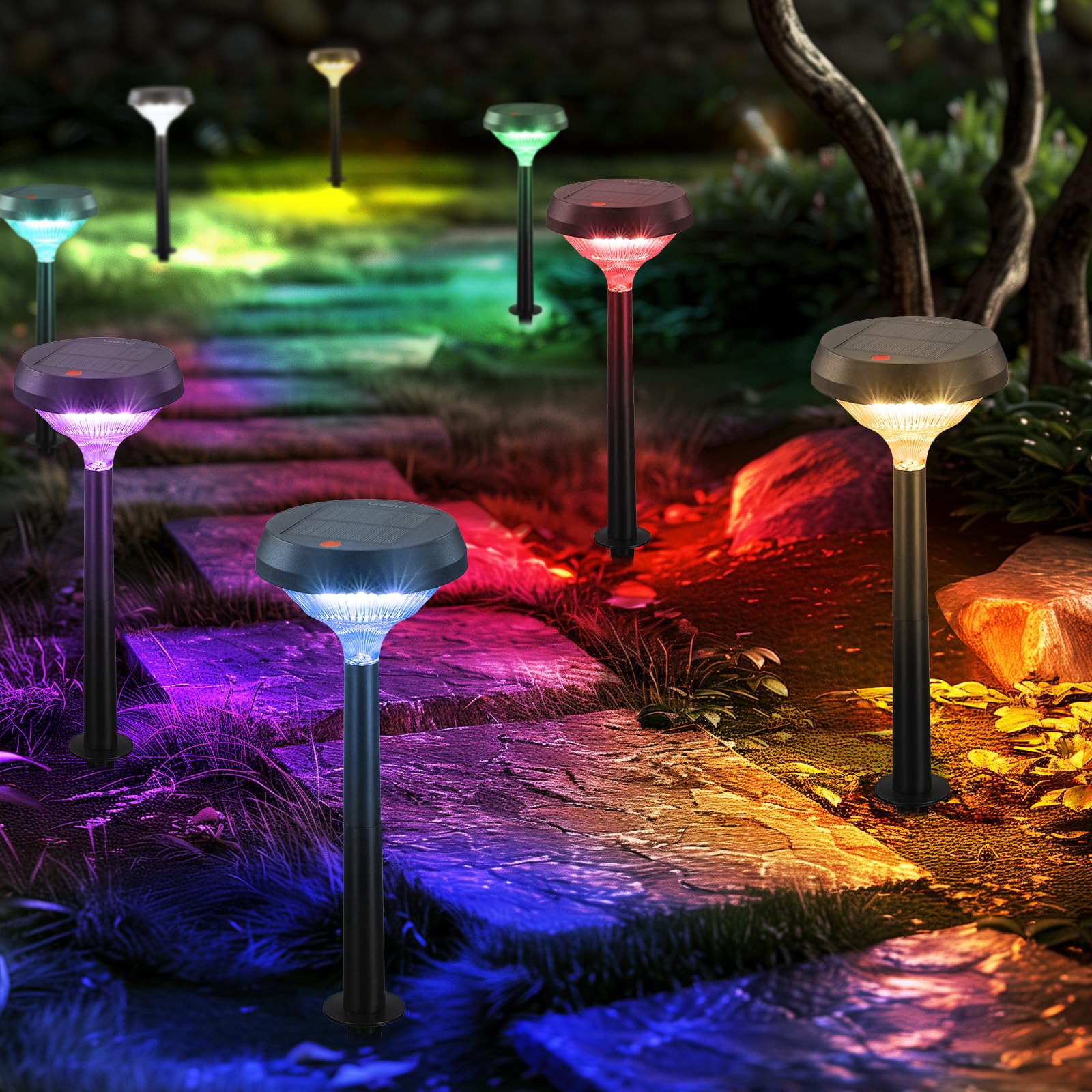 Linkind Solar Lights Outdoor 8 Pack, Solar Pathway Lights, Warm White Landscape Path Lights Waterproof for Walkway Yard Garden Driveway Use