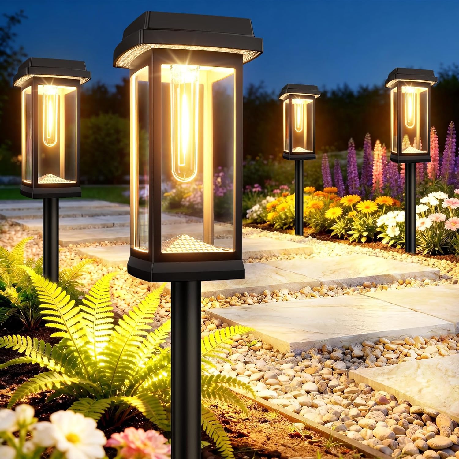 Solar Pathway Lights Outdoor, 8 Pack Upgraded Solar Garden Lights Solar Powered, Solar Lights Outdoor Waterproof IP65, 15 Hours Outdoor Solar Lights for Yard Patio Landscape Walkway Driveway Decor