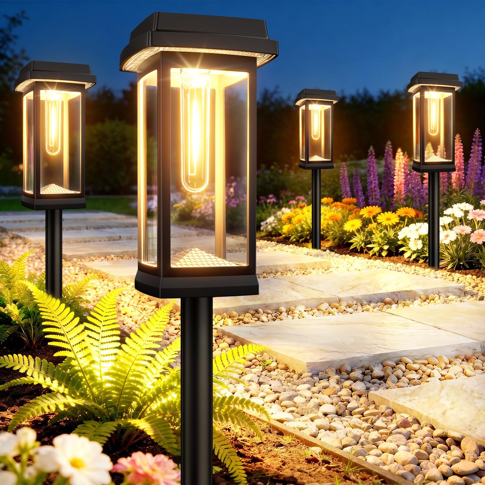 Solar Pathway Lights Outdoor, 8 Pack Upgraded Solar Garden Lights Solar Powered, Solar Lights Outdoor Waterproof IP65, 15 Hours Outdoor Solar Lights for Yard Patio Landscape Walkway Driveway Decor