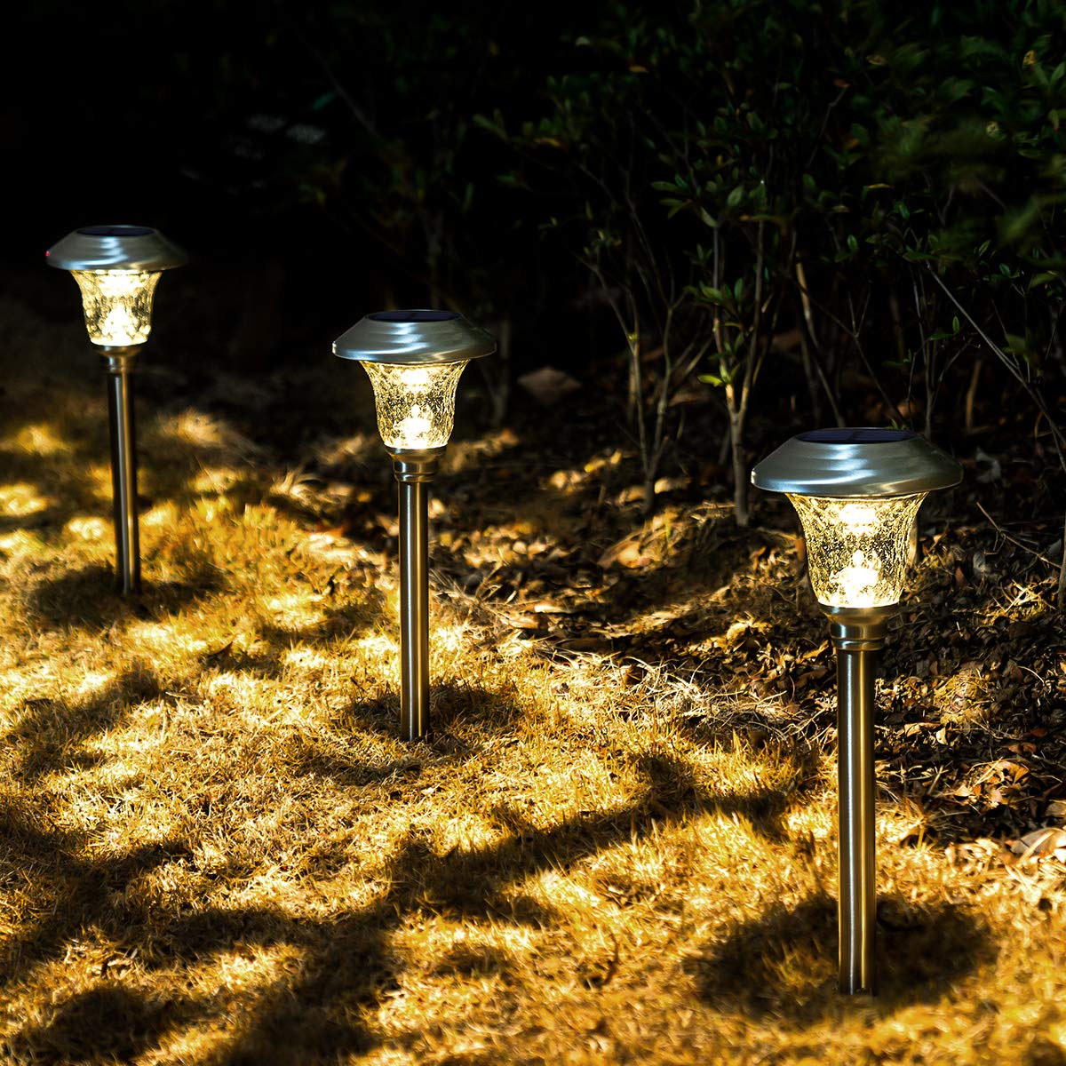 GIGALUMI 8 Pack Solar Pathway Lights, Solar Garden Lights Outdoor Warm White, Waterproof Led Path Lights for Yard, Patio, Landscape, Walkway (Brown)