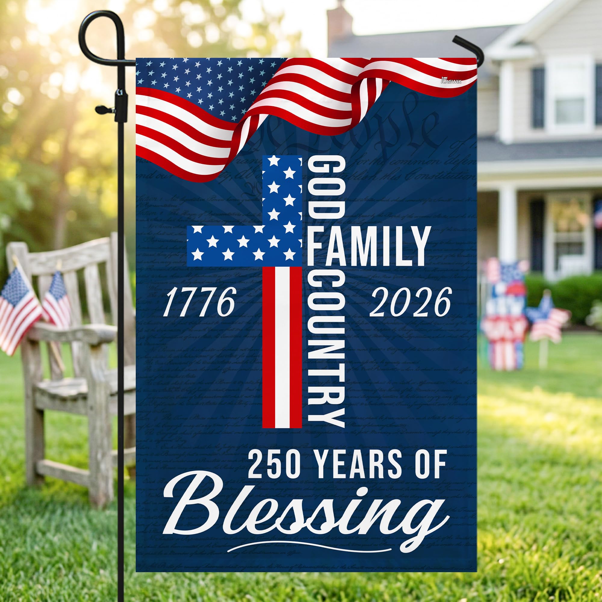 FLAGWIX American 250 Years Anniversary Flag - Polyester Double-sided Yard Flags For Outside Grommet Flag, 3x5 ft - 4th of July Decorations for Home Yard Garden Decor Banner, Gifts For Men Women